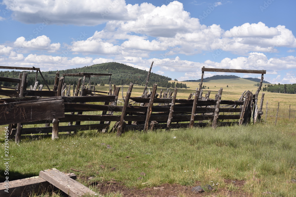 Fototapeta premium Vintage split-rail cattle corral