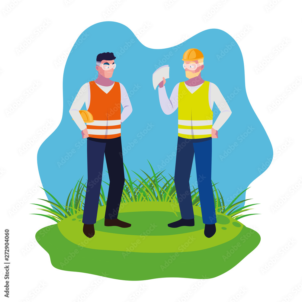male builders constructors workers on the lawn male builders constructors workers on the lawn