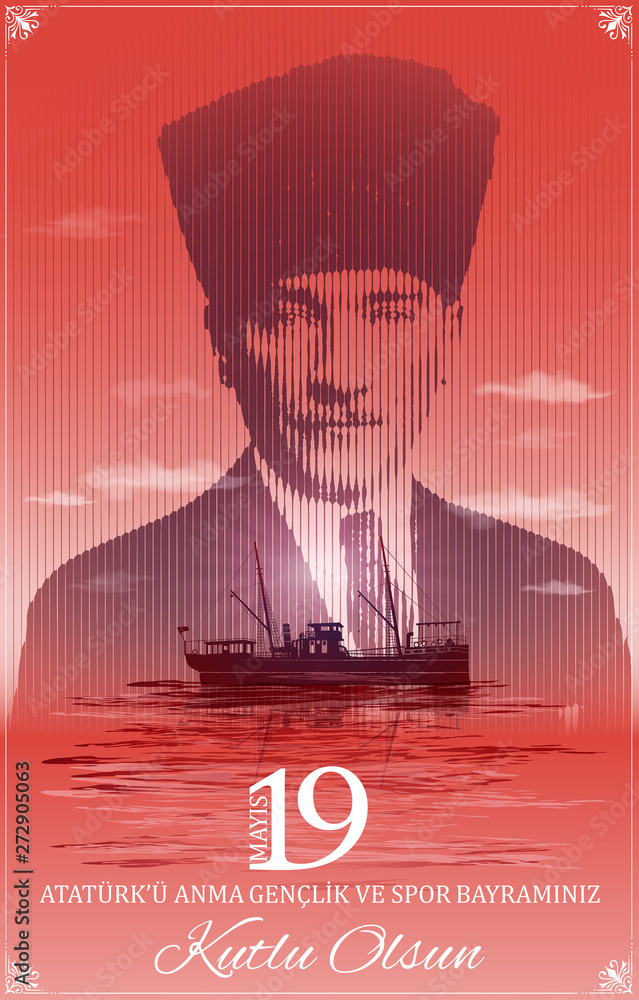 1919, May 19 Ataturk Bandirma - obrazy, fototapety, plakaty 
