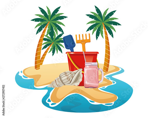 summer beach and vacation cartoon