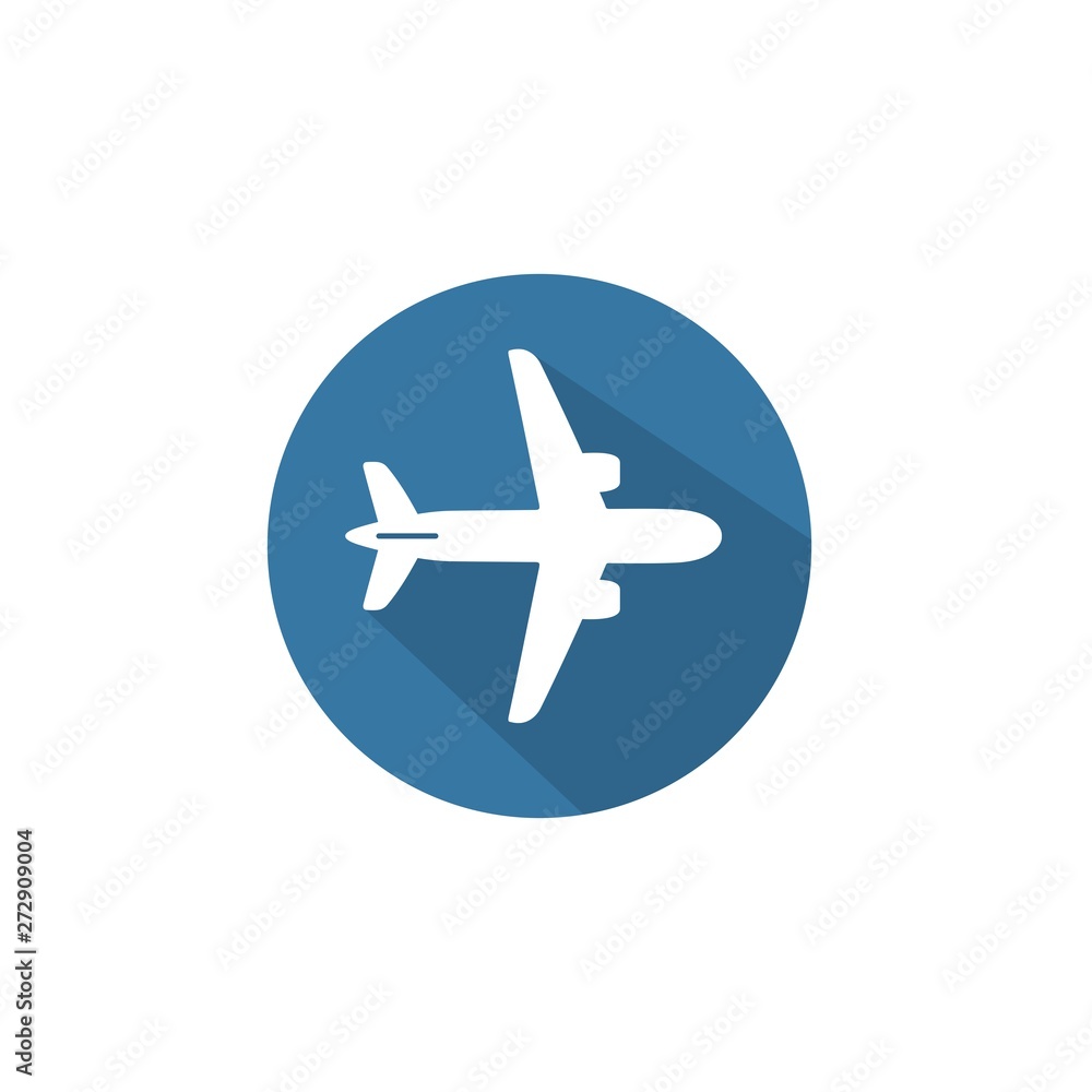 Vector round airplane icon. Long shadow. Vector round airplane icon. Long shadow.