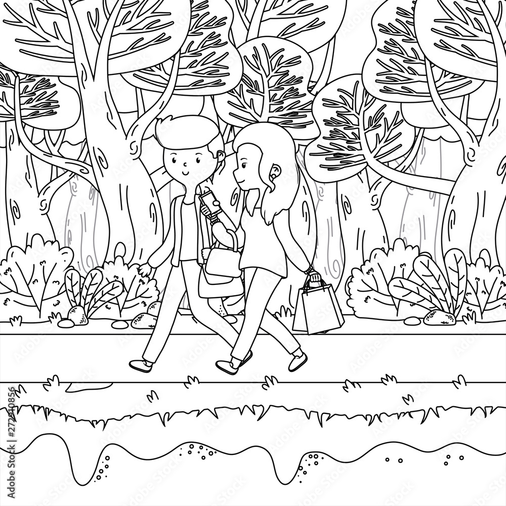 Couple of woman and man cartoon design Couple of woman and man cartoon design