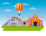 Circus fair festival scenery cartoon