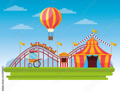 Circus fair festival scenery cartoon