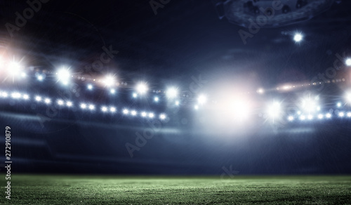 Night football arena in lights close up © Sergey Nivens