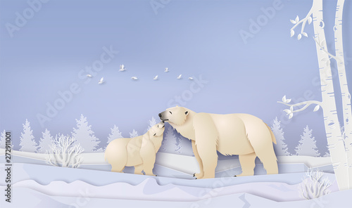 Wildlife Winter Scenes with polar bear