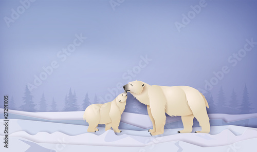 Wildlife Winter Scenes with polar bear