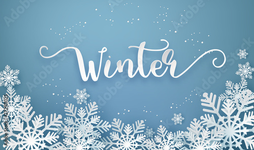 Christmas card with paper cut  snow flake