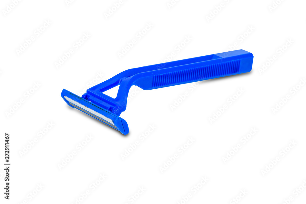 Blue Disposable shaving razor isolated on white Blue Disposable shaving razor isolated on white