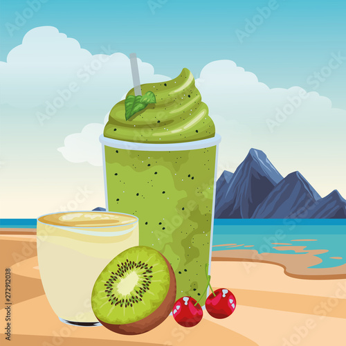 tropical fruit and smoothie drink