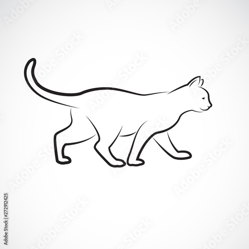 Vector of cat walking on a white background. Pet. Animals. Cat logo or icon. Easy editable layered vector illustration.