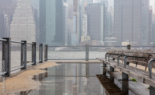 Canvas Print Manhattan skyscrapers, New York city skyline, cloudy spring day