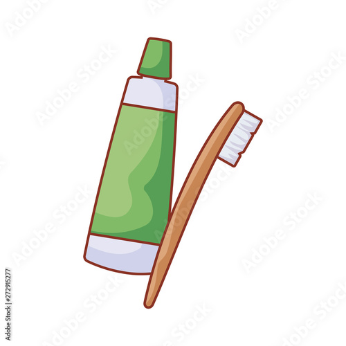 cream tube with toothbrush isolated icon