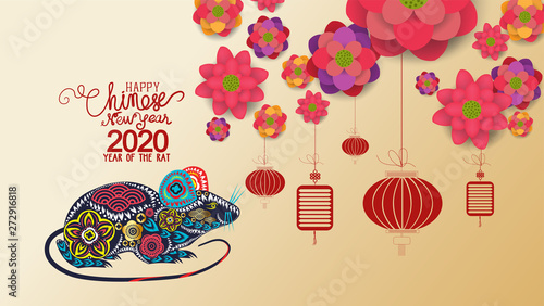 Chinese new year 2020 with blossom wallpapers. Year of the rat