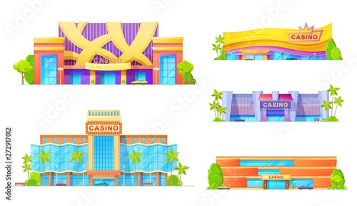 Gambling game houses, casino exterior facade icon