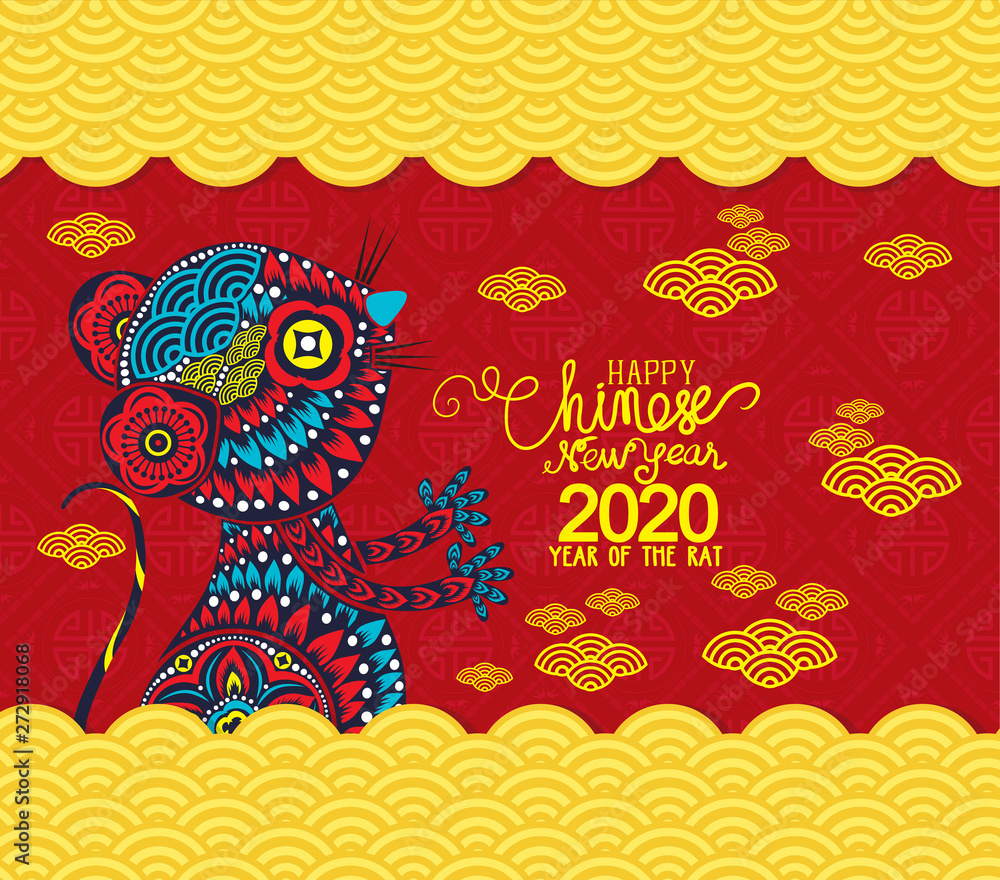 Chinese new year pattern background. Year of the rat