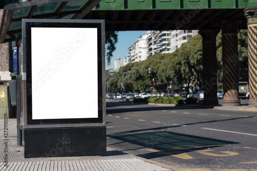 Mockup of white billboard on the street