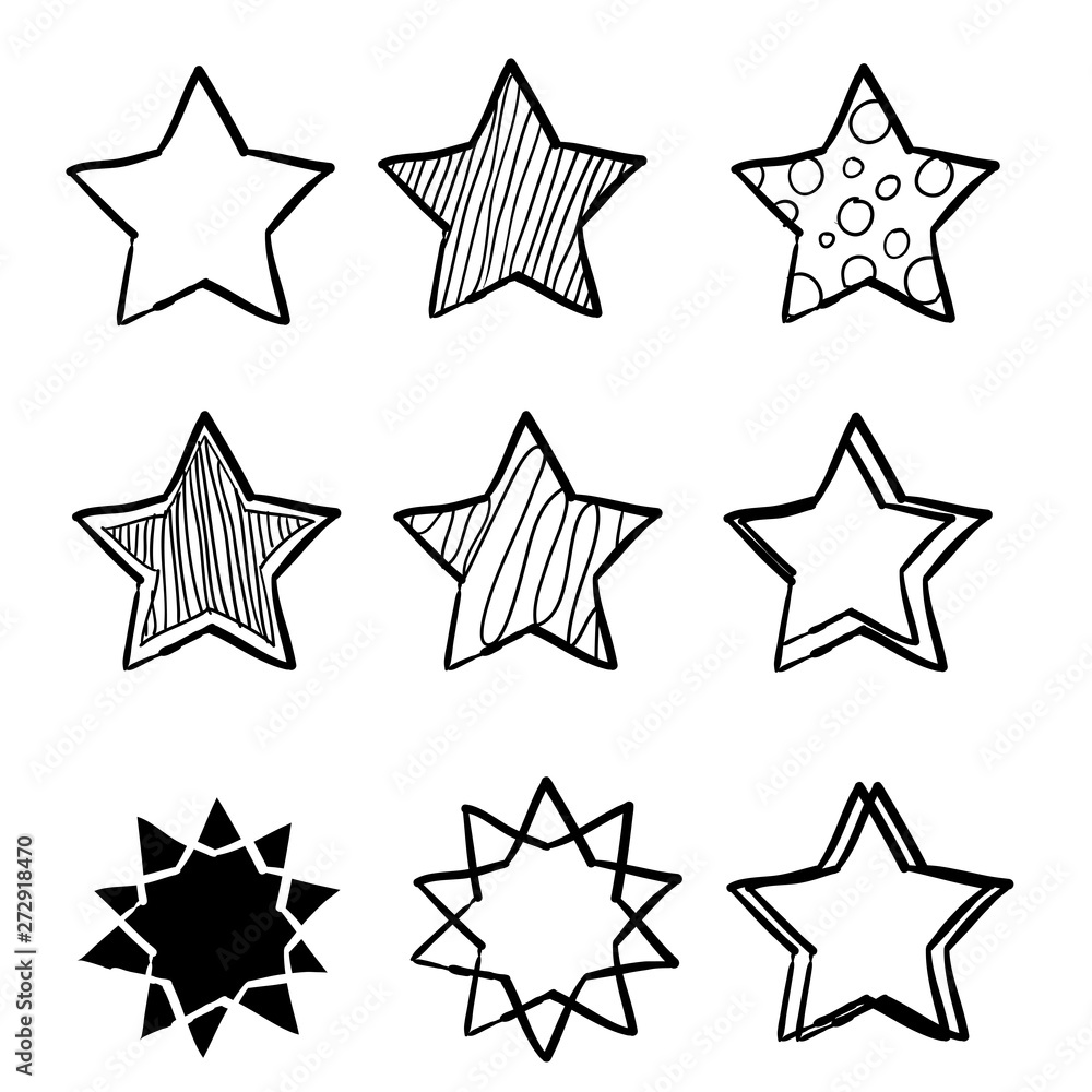collection of hand drawn stars in doodle style. Could be used for pattern or standalone element. vector collection of hand drawn stars in doodle style. Could be used for pattern or standalone element. vector