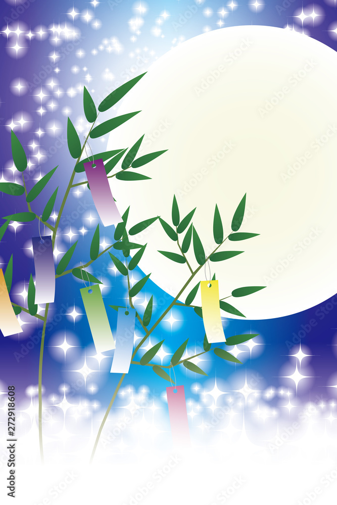 Background Wallpaper Vector Illustration Design Image Japan China Asia Free Size 背景 壁紙 ベクター イラスト デザイン 無料 無料素材 バックグラウンド フリー素材 イメージ 和風素材 日本 宣伝広告 七夕祭り 竹飾り 星屑 天の川 短冊