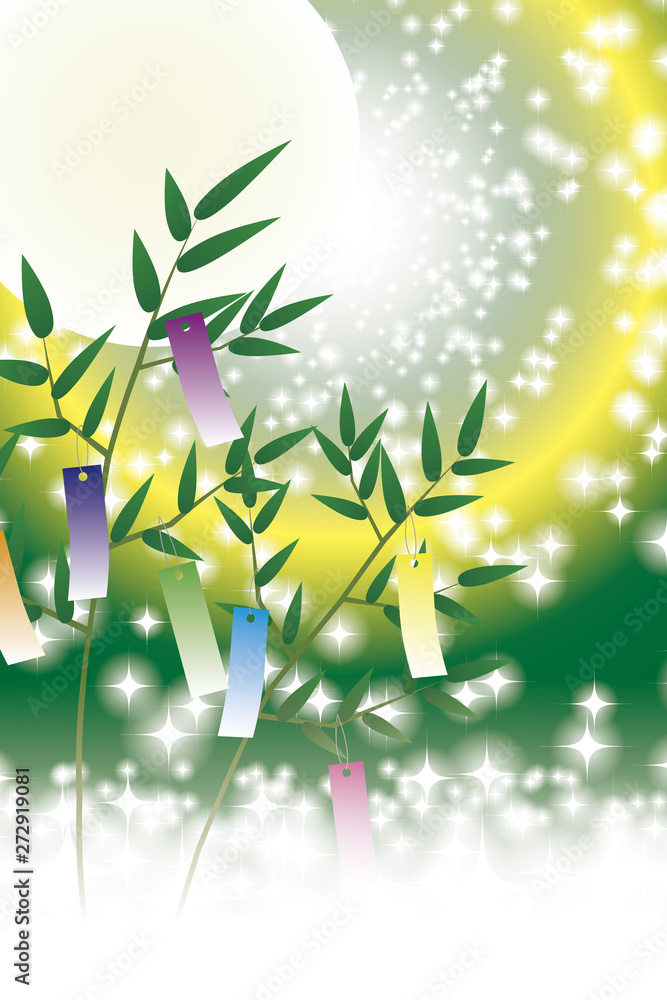 Background Wallpaper Vector Illustration Design Image Japan China Asia Free Size 背景 壁紙 ベクター イラスト デザイン 無料 無料素材 バックグラウンド フリー素材 イメージ 和風素材 日本 七夕祭り 伝統 短冊 竹飾り 夏 天の川 星空