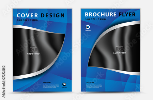 Blue cover template vector design, brochure flyer, annual report, mgazine ad, advertisement, book cover layout, poster, catalog, newspaper, creative idea Real Estate, blue abstract background, a4 photo