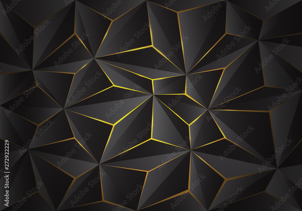 Abstract grey 3D triangle polygon pattern crack on yellow light design modern futuristic background texture vector illustration. - obrazy, fototapety, plakaty 