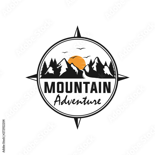 Mountain adventure retro logo design