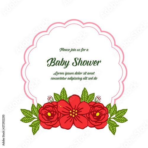 Vector illustration various beautiful red rose flower frame for writing baby shower © StockFloral