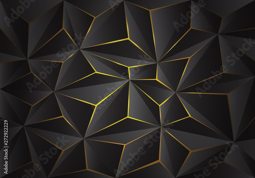 Streszczenie szary 3d trójkąt wzór wielokąta pęknięcie na żółtym świetle projekt nowoczesny futurystyczny tło tekstura wektor ilustracja.