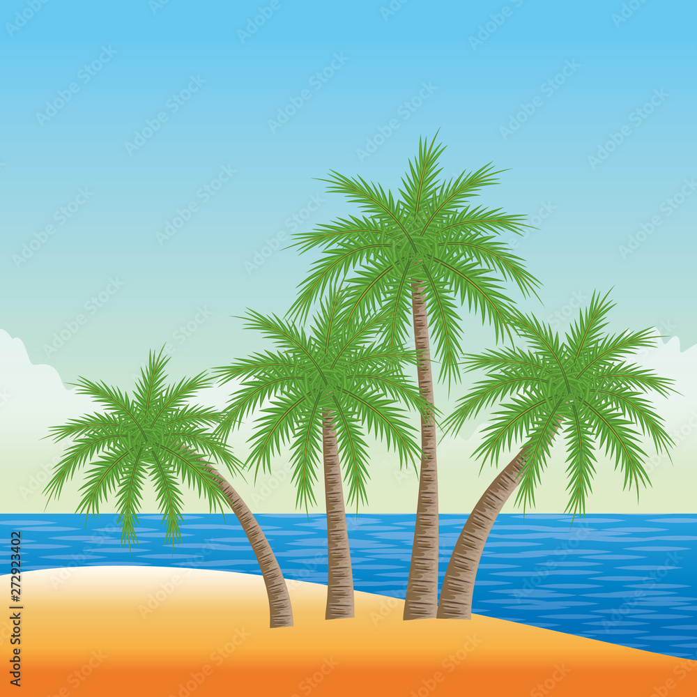 Fototapeta premium summer beach and vacation cartoon