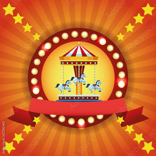 Circus fair festival colorful emblem
