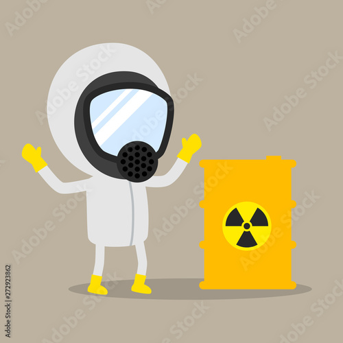 Nuclear waste management, Safety and accident, Industrial safety cartoon, Vector illustration