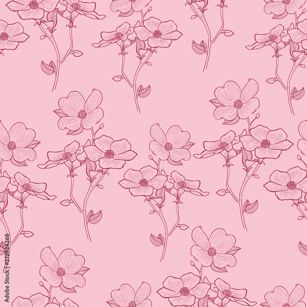 Beautiful hand drawn vector flower bunch seamless