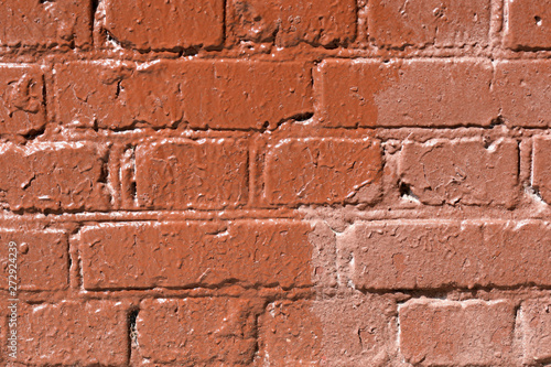Freshly painted brick wall texture close up. Abstract background