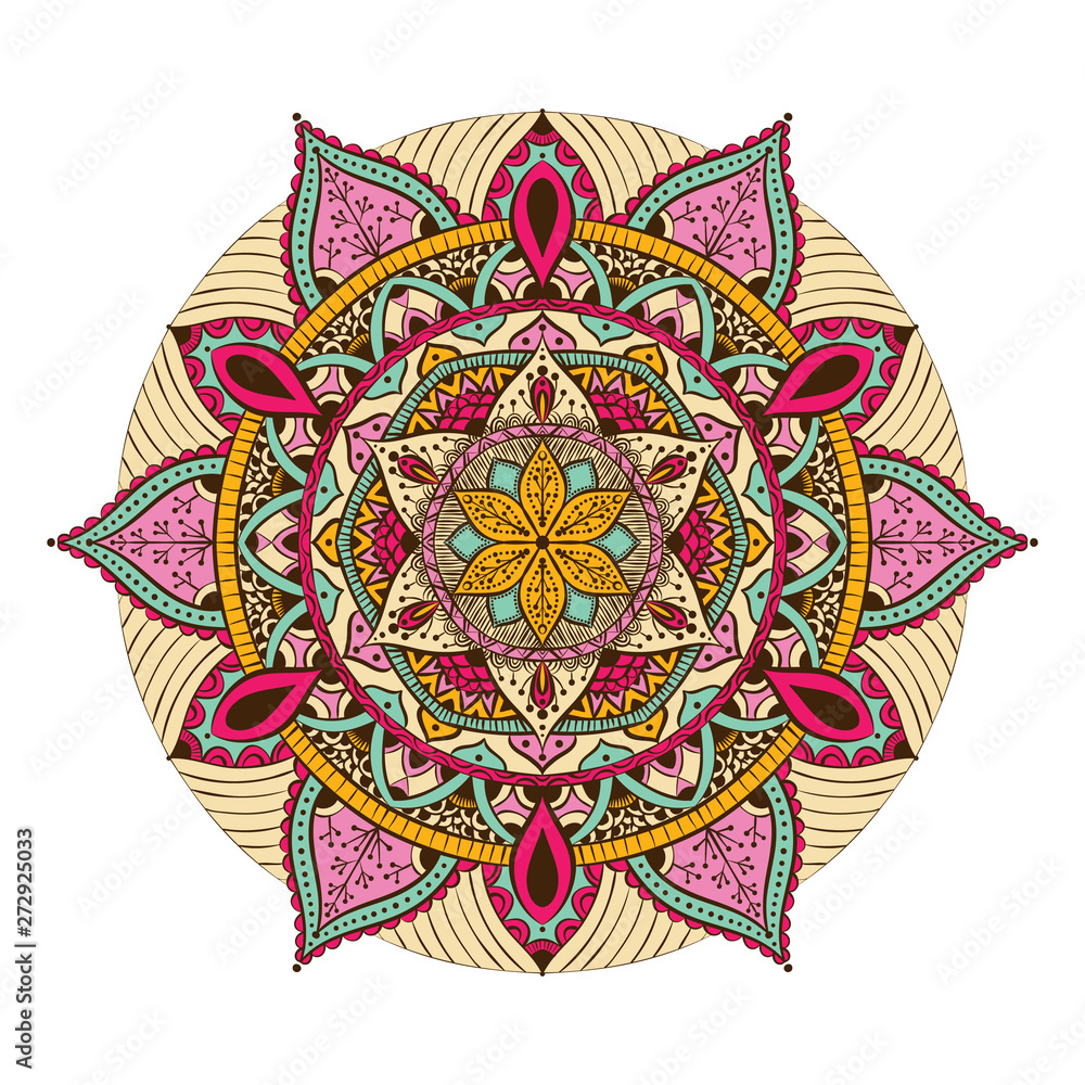 Colorful Mandala for coloring book. Decorative round ornaments. Unusual flower shape. Oriental vector, Anti-stress therapy patterns. Weave design elements. Yoga logos Vector.
