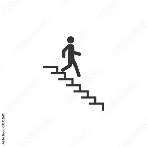 Man on stairs going down. People icon. Vector icon for website or business