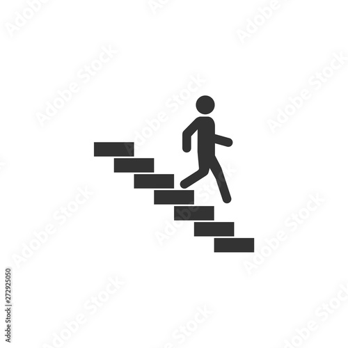 Man on stairs going down. People icon. Vector icon for website or business