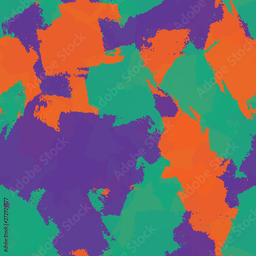 Seamless abstract background of paint strokes orange, green, purple. Texture for printing on fabric, business cards, posters..