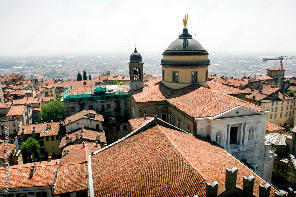 View of the Basilica of Santa Maria Maggiore in Citta Alta of Bergamo,  Italy. May 2012 