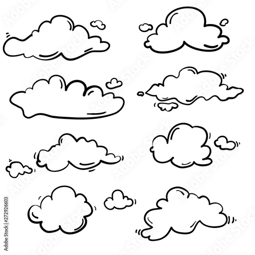 handdrawn doodle cloud illustration in cartoon style vector