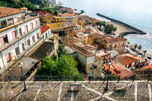 Panoramic view at the bay and town in Pizzo Calabro, Vibo Valentia district, Calabria, Italy. May 2012 photo