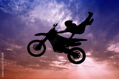 illustration of freestyle motorcross at sunset