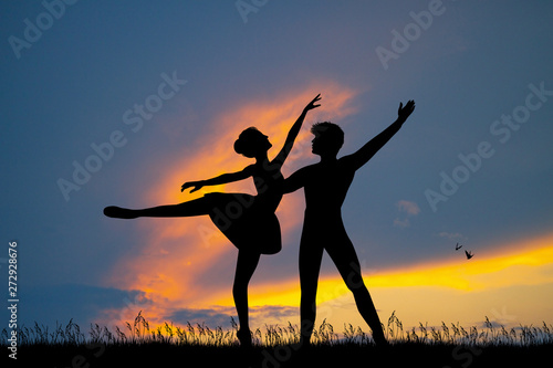 illustration of ballet dancers couple
