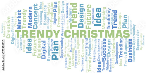 Trendy Christmas word cloud. Wordcloud made with text only.
