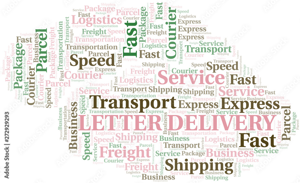 Fototapeta premium Letter Delivery word cloud. Wordcloud made with text only.