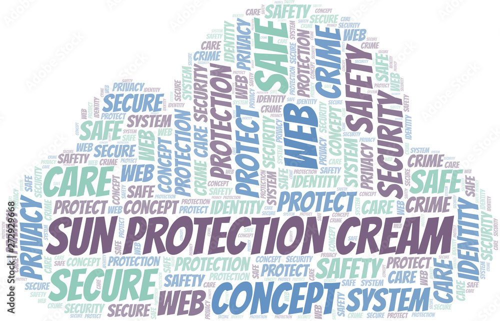 Sun Protection Cream word cloud. Wordcloud made with text only.