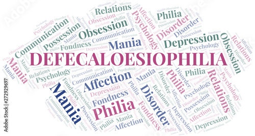 Defecaloesiophilia word cloud. Type of Philia.