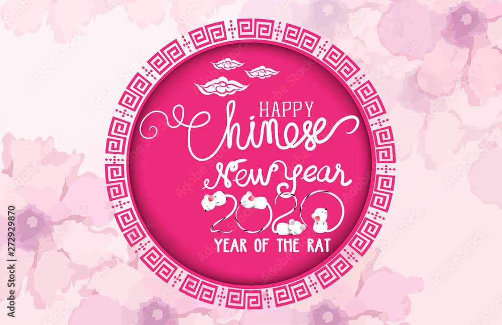 Chinese new year 2020 background. Chinese characters mean Happy New Year. Year of the rat Chinese new year 2020 background. Chinese characters mean Happy New Year. Year of the rat