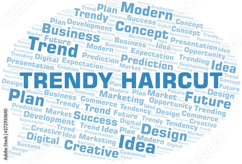 Trendy Haircut word cloud. Wordcloud made with text only.