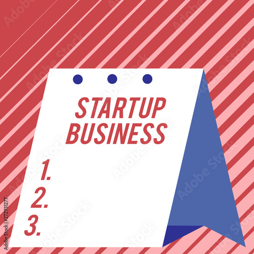 Text sign showing Startup Business. Conceptual photo Engaging to a New Venture Fresh Trading and Selling Modern fresh and simple design of calendar using hard folded paper material.